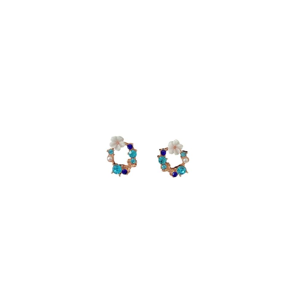 floral earrings Colorful Rhinestone